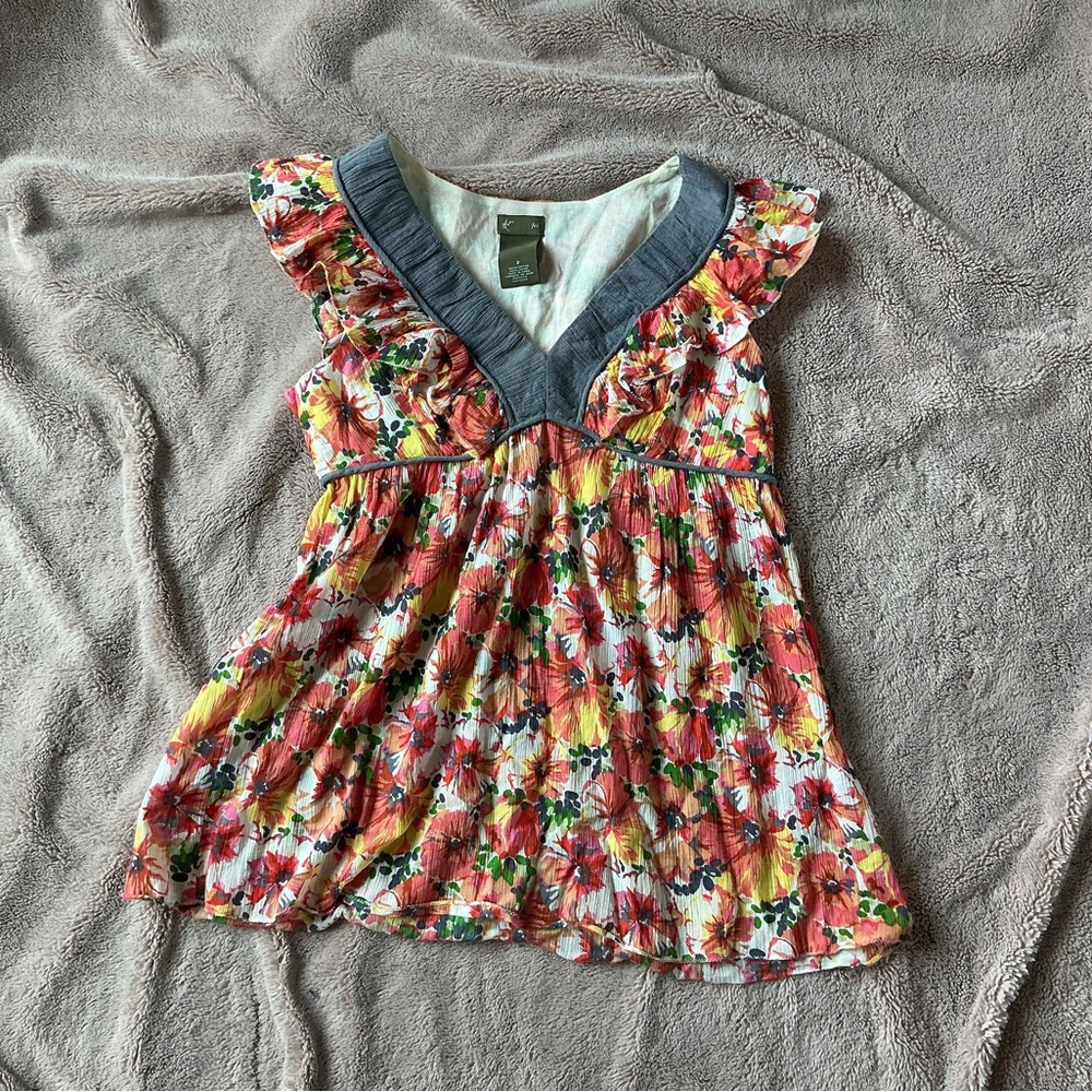 Floral Ruffle Blouse - Multicolor
